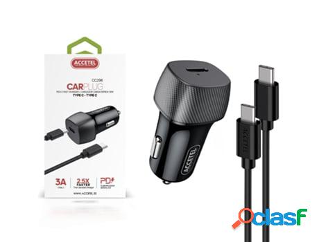 Pack Cargador Auto ACCETEL para Tcl 306 Negro