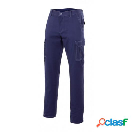 Pantalon Trabajo T42 Elastico Tergal Azul Marino Velilla