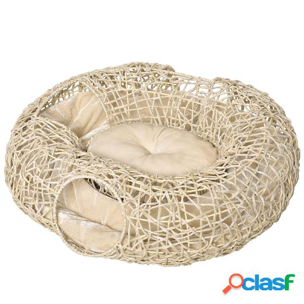 PawHut Cama para Gatos de Ratán 78x69x22 cm Cesta para