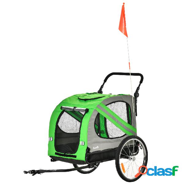 PawHut Remolque de Bicicleta Perros 2 en 1 Carrito