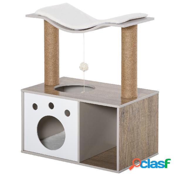 PawHut Árbol Rascador para Gatos Altura 74 cm Escalador con