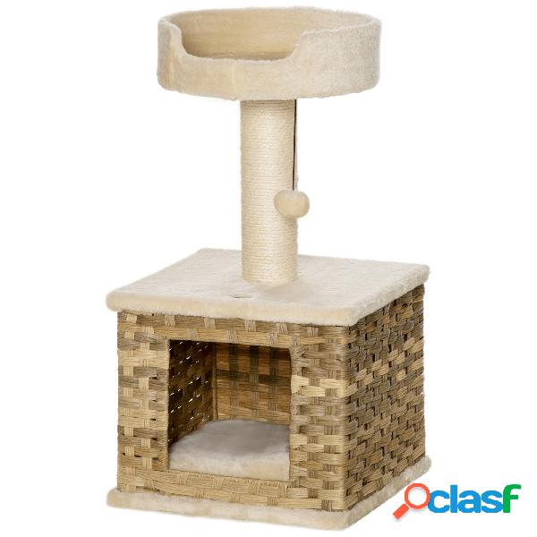 PawHut Árbol para Gatos Mediano Altura 69 cm con Cueva de