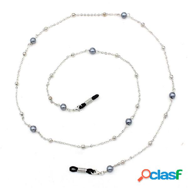Pearl beads silver link chain eyeglasses chains sports