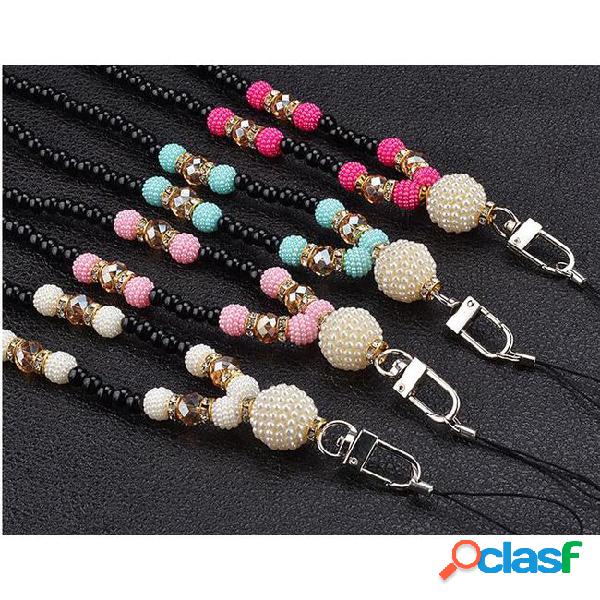 Pearl necklace lanyard for cell phone key mobile phone