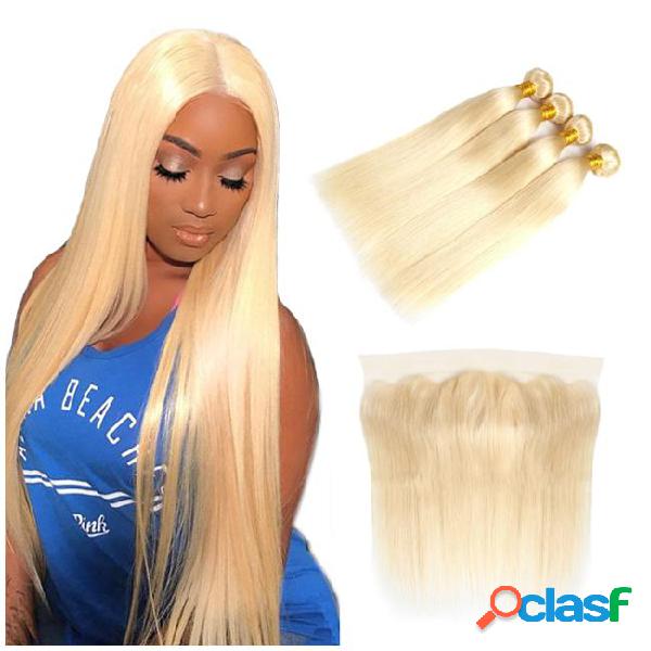 Peruvian straight 613 blonde hair lace frontal straight