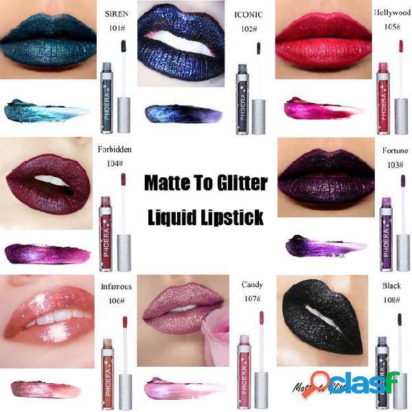 Phoera matte to glitter liquid lipstick waterproof lip gloss
