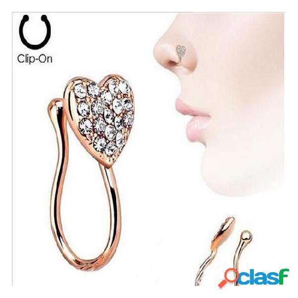 Piercing ornament heart nose nail nose ring set with