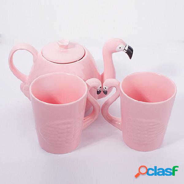 Pink flamingo mug suit ceramics water cup teapot coffee ware