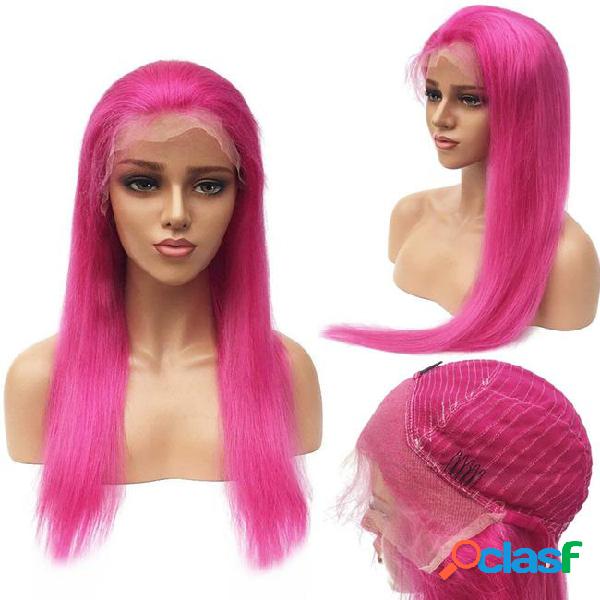 Pink red human hair lace front wig for women with baby