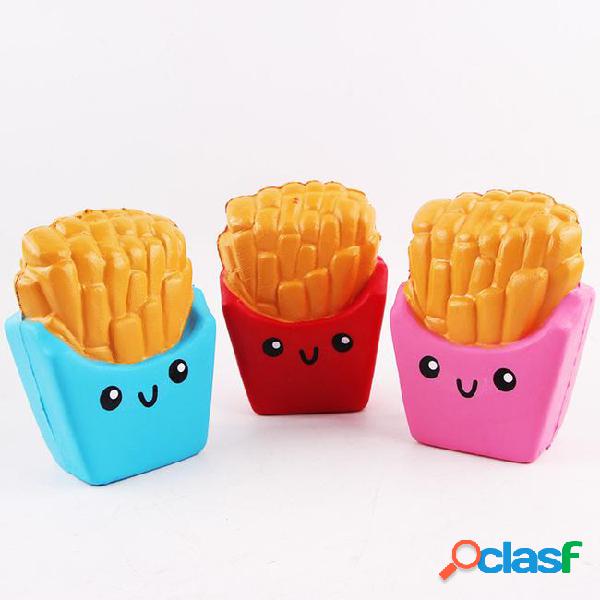 Pink/red/blue new cartoon squishy fries charms slow rising,