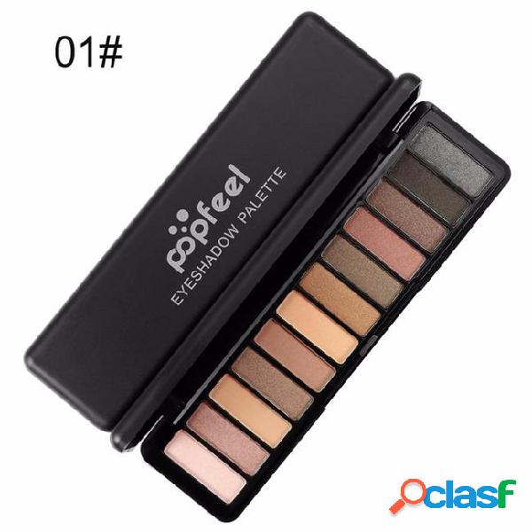Popfeel 12 colors eye shadow palette matte + shimmer