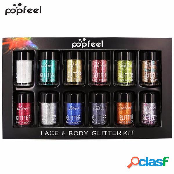 Popfeel 12 colors glitter dust powder set makeup eyeshadow
