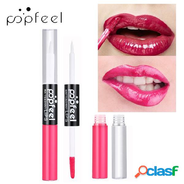 Popfeel 2 in 1 matte & glitter lipgloss velvet lip tint