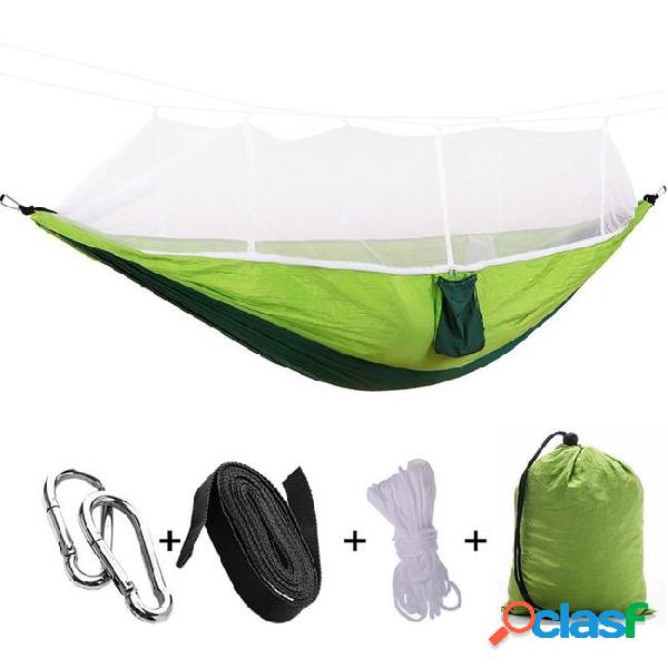 Portable high strength parachute fabric camping hammock