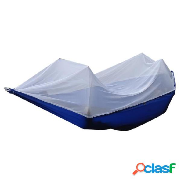 Portable high strength parachute fabric hammock hanging bed