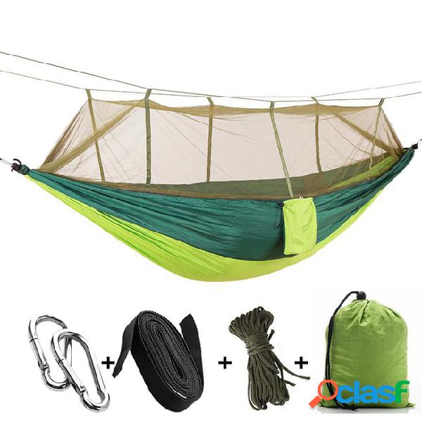 Portable lightweight outdoor mosquito net parachute hammock