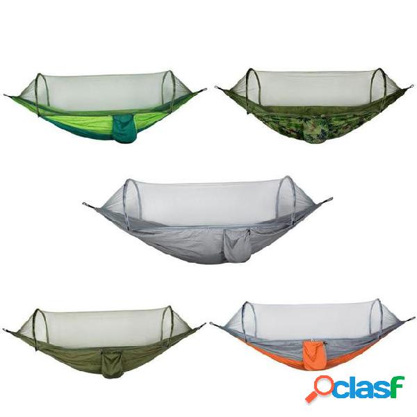 Portable outdoor camping hammock with mosquito net parachute