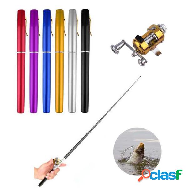 Portable pocket 6 colors mini fishing pole pen shape folded