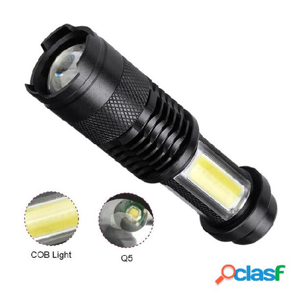 Portable q5 +cob mini led flashlight 3800lm zoom led torch