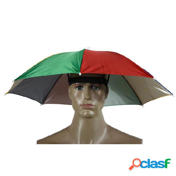 Portable sun shade umbrella hat cap folding women men