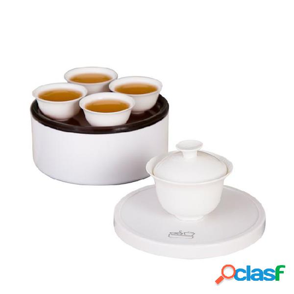Portable white porcelain tea set,travel kung fu teaware