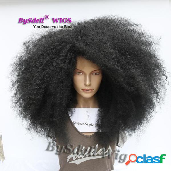 Premium big afro kinky curly hair wig synthetic lace front