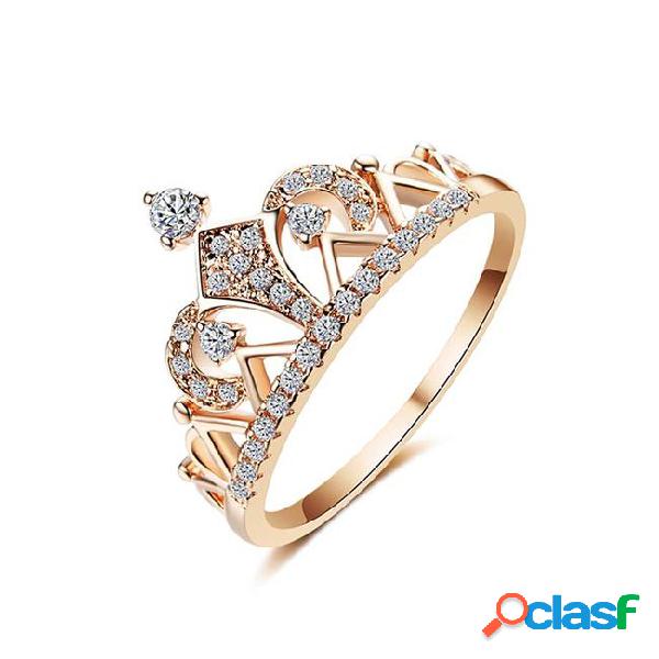 Princess crown rings for women a+ cubic zirconia micro pave