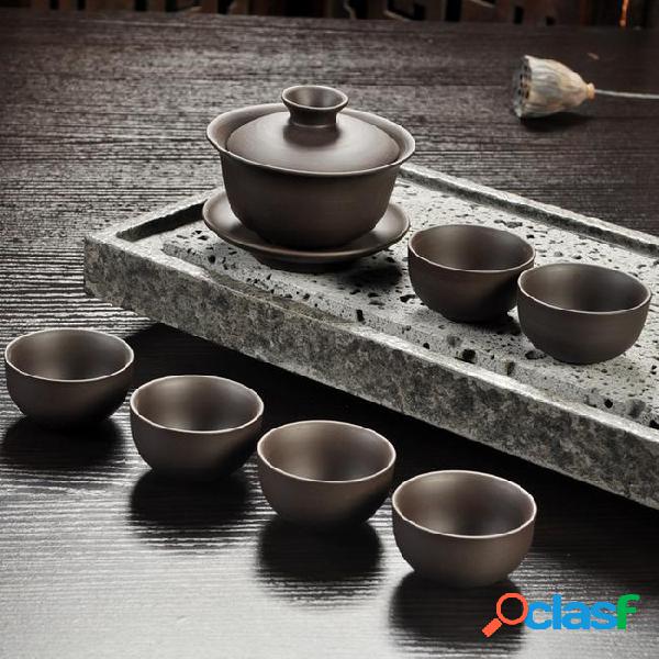 Promotion yixing purple sand tea set black/red ceramic kung