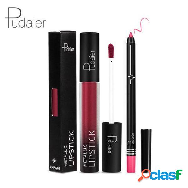 Pudaier 26 color matte lip gloss lipstick with lip pencil
