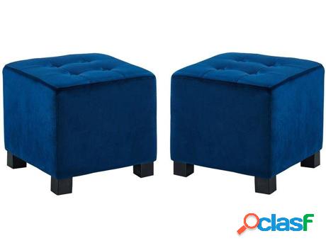 Puf VENTE UNIQUE Ernest (Tejido - Azul - 35x35x35 cm)