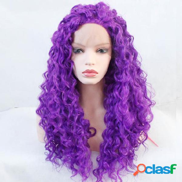 Purple cosplay wig afro kinky curly synthetic wig heat