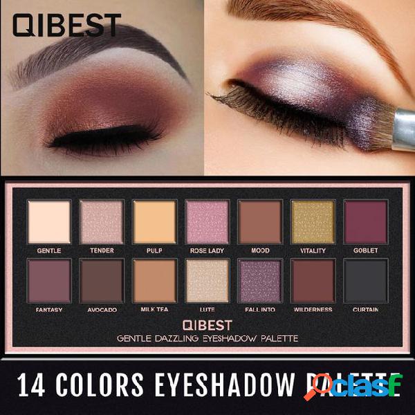 Qibest 14-color eye shadow disc pearlescent matte eye shadow