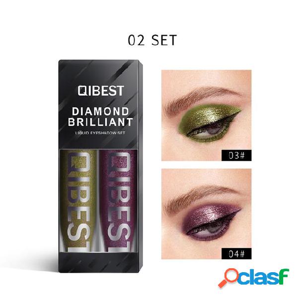 Qibest 2pcs/set eye shadow liquid glitter makeup 6.2gx2