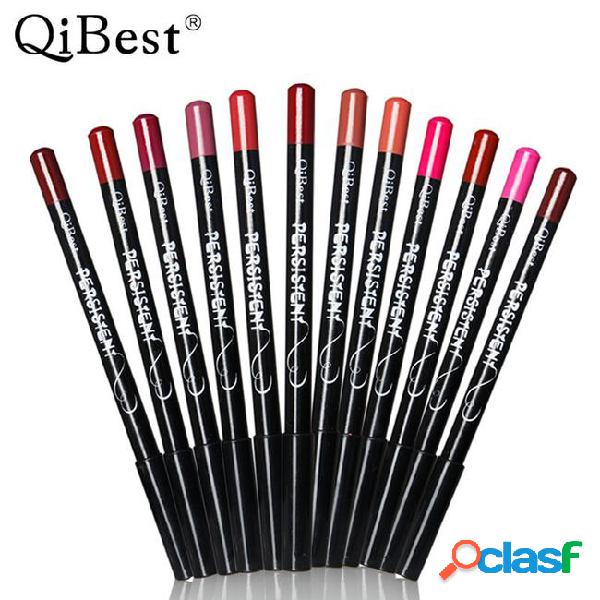 Qibest brand 12pcs/set modified lip liner pencil 12colors