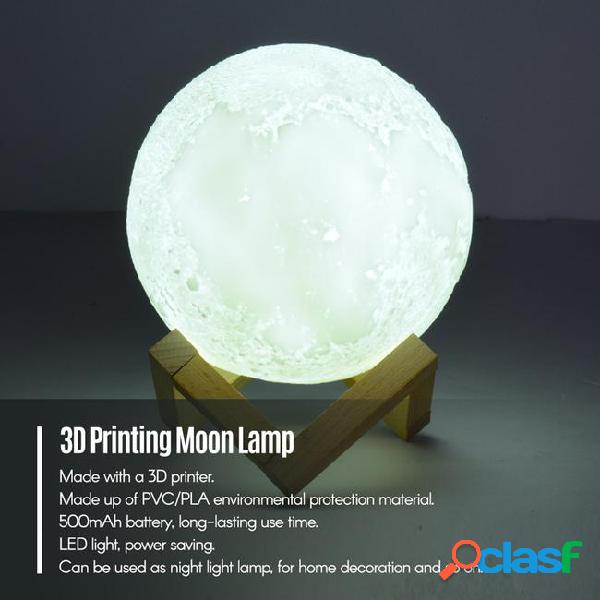 Rechargeable smart led 3d printing moon light lamp with