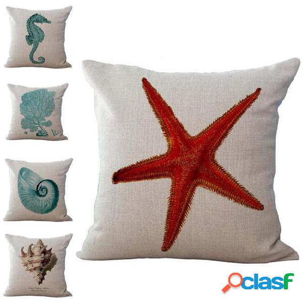 Red starfish coral conch pillow case cushion cover linen