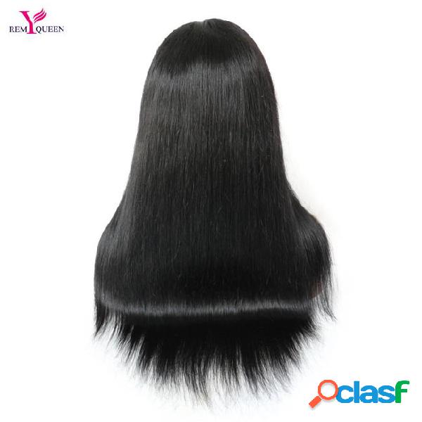 Remy queen human hair 1# jet black soft straight full lace