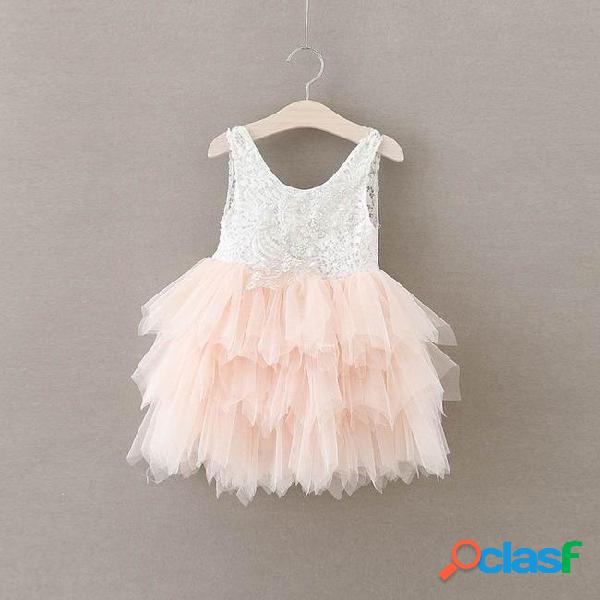 Retail summer new girl lace dress gauze princess vest dress