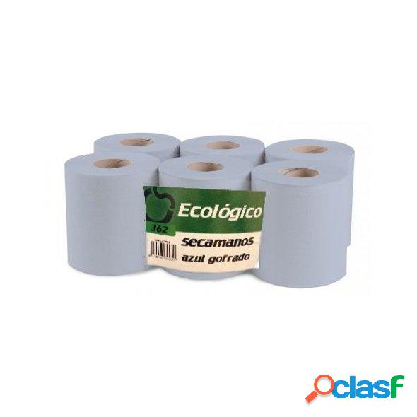 Rollos de celulosa azul ecológica 2 capas 140 mts. pack 6