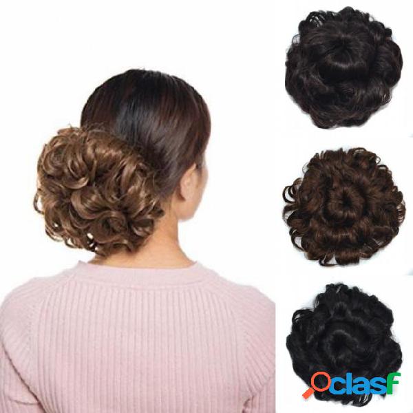 Sara flower blooms curly chignon clip in hair adjustable