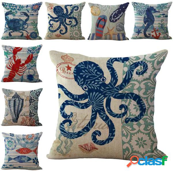Sea life starfish conch sea horses octopus pillow case