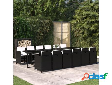 Set Comedor de Jardín 13 Pzas con Cojines VIDAXL (Negro