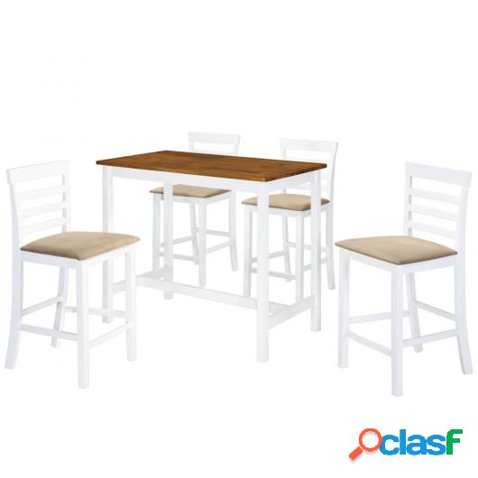 Set mesa y sillas de bar 5 piezas madera maciza marrón y