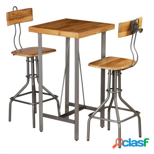 Set mesa y sillas de bar madera teca maciza reciclada 3