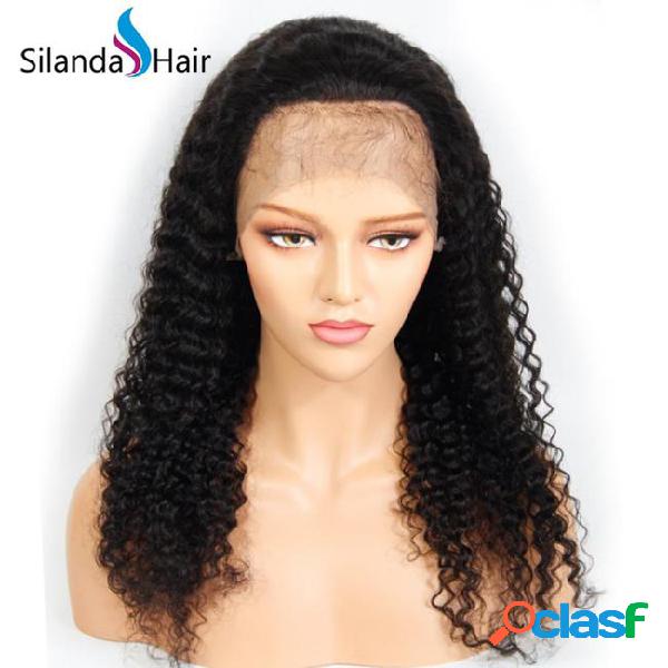 Silanda hair natural color black jerry curly #1b lace front
