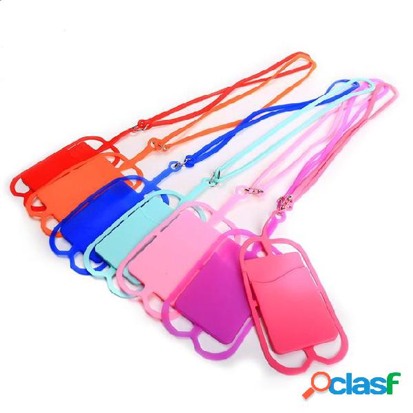 Silicone lanyard smart phone card holders moblie phone
