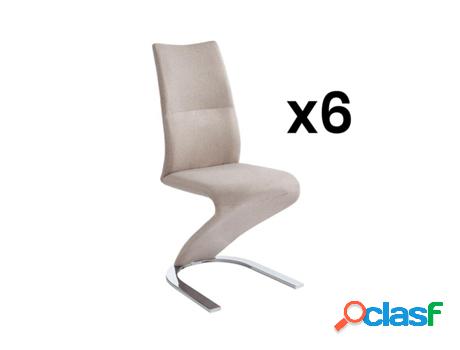 Sillas VENTE UNIQUE Cantilever Enio (6 Unidades - Beige)