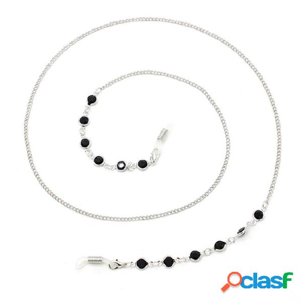 Silver acrylic crystal beads link chain eyeglasses chains
