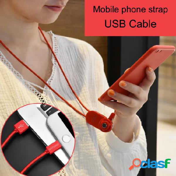 Smart phone strap usb data cable anti-down ring lanyard 2 in
