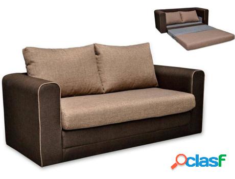 Sofá Cama VENTE UNIQUE Danube (Marrón - Beige - Tela - 77